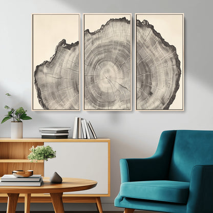 98921313-MGV-CV-36X24-Tree Ring Wall Art Canvas Print, Framed Wood Slice Art Picture Print, Minimalist Wood Perfect Rustic Academic Decor Artwork