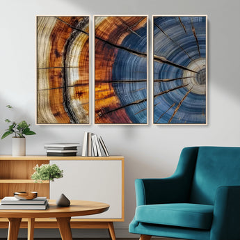 96890915-MGV-CV-36X24-Abstract Tree Ring Wall Art – Rustic Nature Canvas Print with Wood Grain Texture, Modern Earth Tone Artwork for Office, Living