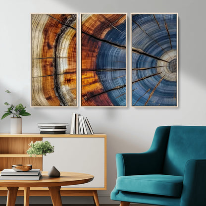 96890915-MGV-CV-36X24-Abstract Tree Ring Wall Art – Rustic Nature Canvas Print with Wood Grain Texture, Modern Earth Tone Artwork for Office, Living