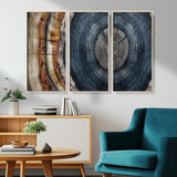91368647-MGV-CV-36X24-Smoky Blue Tree Ring Wall Art – Rustic Wood Cross Section Canvas Print, Modern Nature Inspired Decor for Living Room, Office, or