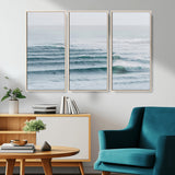 73969318-MGV-CV-36X24-Ocean Waves Wall Art Canvas Print, Framed Surfer Lineup Art Picture Print, Crowded Ocean Perfect Minimal Coastal Decor Artwork