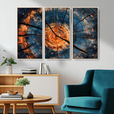 81894502-MGV-CV-36X24-Burnt Wood Wall Art Canvas Print, Framed Aged Timber Art Picture Print, Rustic Tree Slice Perfect Rustic Decor Artwork for Home,