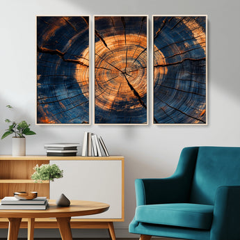 18975622-MGV-CV-36X24-Burnt Wood Wall Art Canvas Print, Framed Aged Timber Art Picture Print, Rustic Tree Slice Perfect Rustic Decor Artwork for Home,