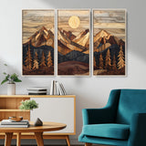 39116082-MGV-CV-36X24-Wood Mountain Landscape Wall Art Canvas Print, Framed Sunset Hills Art Picture Print, Abstract Nature Perfect Boho Decor Artwork