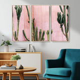93119502-MGV-CV-36X24-Tall Cactus Wall Art Canvas Print, Framed Pink Wall Art Picture Print, Cactus Lines Perfect Modern Desert Decor Artwork