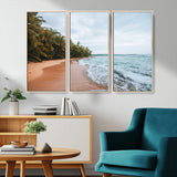 88125882-MGV-CV-36X24-Tropical Shoreline Wall Art Canvas Print, Framed Palm Trees Art Picture Print, Tropical Ocean Perfect Tropical Coastal Decor