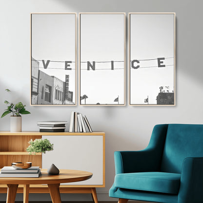 68254589-MGV-CV-36X24-Venice Sign Wall Art Canvas Print, Framed Venice Letters Art Picture Print, Los Angeles Perfect Minimalist Urban Decor Artwork