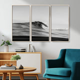 24029476-MGV-CV-36X24-Black Wave Wall Art Canvas Print, Framed Abstract Surf Art Picture Print, Minimalist Ocean Perfect Minimalist Coastal Decor