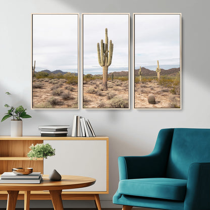 96147924-MGV-CV-36X24-Saguaro Cactus Wall Art Canvas Print, Framed Desert Cactus Art Picture Print, Earthy Desert Perfect Southwestern Boho Decor