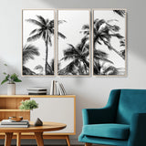 46641801-MGV-CV-36X24-Palm Tree Wall Art Canvas Print, Framed Black White Tropics Art Picture Print, Monochrome Palms Perfect Modern Tropical Minimalist