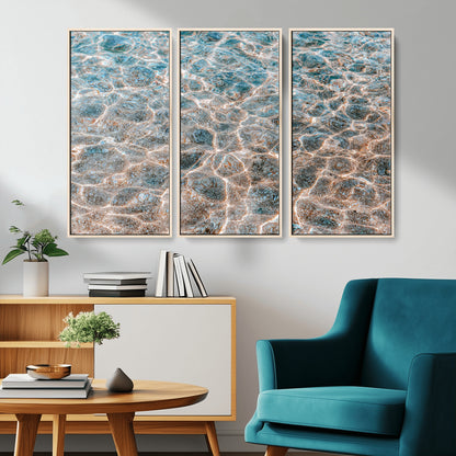 26580287-MGV-CV-36X24-Clear Water Wall Art Canvas Print, Framed Sunlit Ripples Art Picture Print, Ocean Texture Perfect Modern Coastal Decor Artwork