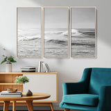 98634812-MGV-CV-36X24-Black and White Ocean Waves Wall Art – Minimalist Sea Canvas Print, Coastal Photography Decor for Living Room, Bedroom or Office
