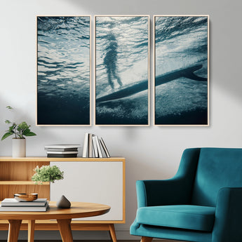71192524-MGV-CV-36X24-Submerged Surf Wall Art Canvas Print, Framed Underwater Perspective Art Picture Print, Ocean Surf Perfect Coastal Adventure Decor