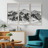 46884246-MGV-CV-36X24-Snowy Mountain Wall Art Canvas Print, Framed Mountain Peaks Art Picture Print, Alpine Mountains Perfect Minimalist Alpine Decor