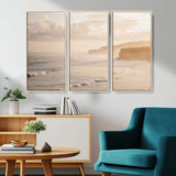 57669769-MGV-CV-36X24-Misty Coastal Wall Art Canvas Print, Framed Golden Sunset Art Picture Print, Serene Shoreline Perfect Tranquil Coastal Decor