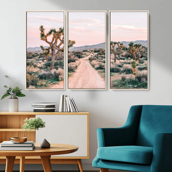 12540952-MGV-CV-36X24-Joshua Tree Park Wall Art Canvas Print, Framed Desert Road Art Picture Print, Sunset Drive Perfect Southwestern Boho Decor Artwork