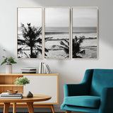 17508038-MGV-CV-36X24-Tropical Coastline Wall Art Canvas Print, Framed Palm Trees Art Picture Print, Ocean Waves Perfect Minimalist Coastal Decor