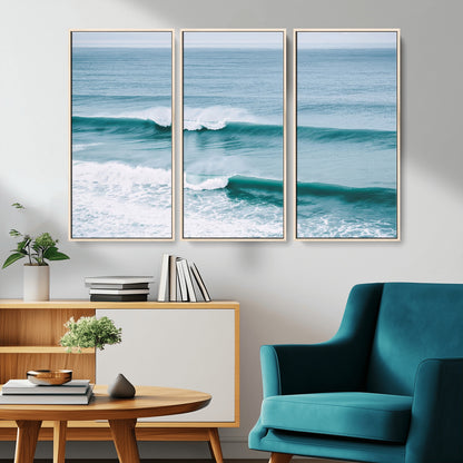 73692470-MGV-CV-36X24-Ocean Swell Wall Art Canvas Print, Framed Surf Waves Art Picture Print, Blue Water Perfect Coastal Dynamic Decor Artwork