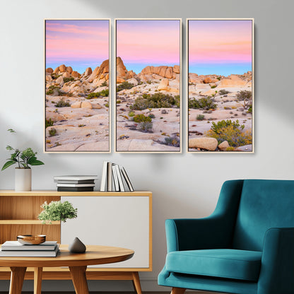 96167137-MGV-CV-36X24-Vibrant Sunset Sky Wall Art Canvas Print, Framed Joshua Tree Art Picture Print, Rugged Terrain Perfect Southwestern Boho Decor