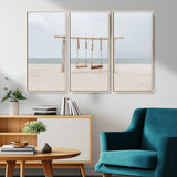 68327283-MGV-CV-36X24-Beach Swing Wall Art Canvas Print, Framed Quiet Beach Art Picture Print, Calm Shoreline Perfect Bohemian Coastal Decor Artwork