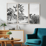 88164251-MGV-CV-36X24-Joshua Tree Wall Art Canvas Print, Framed Desert Path Art Picture Print, Monochrome Desert Perfect Minimalist Desert Decor Artwork