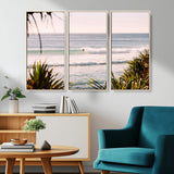 23287092-MGV-CV-36X24-Ocean Surfer Wall Art Canvas Print, Framed Coastal Surf Art Picture Print, Tropical Beach Perfect Tropical Coastal Decor Artwork