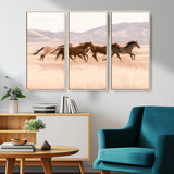 83644685-MGV-CV-36X24-Wild Horse Art Wall Art Canvas Print, Framed Rustic Western Art Picture Print, Desert Horse Scene Perfect Rustic Western Decor