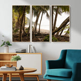 92093951-MGV-CV-36X24-Tropical Jungle Wall Art Canvas Print, Framed Palm Tree Forest Art Picture Print, Coastal Escape Perfect Jungle Retreat Decor