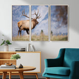 26365841-MGV-CV-36X24-Mountain Elk Art Wall Art Canvas Print, Framed Rustic Wildlife Print Art Picture Print, Lodge Style Decor Perfect Rustic Lodge