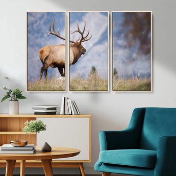 26365841-MGV-CV-36X24-Mountain Elk Art Wall Art Canvas Print, Framed Rustic Wildlife Print Art Picture Print, Lodge Style Decor Perfect Rustic Lodge