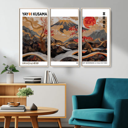 85375874-MGV-CV-36X24-Mount Fuji Abstract Wall Art – Japanese Landscape Canvas Print, Cherry Blossom & Red Sun Painting, Elegant Modern Zen Asian Home