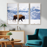 58512275-MGV-CV-36X24-Cowboy Aesthetic Wall Art Canvas Print, Framed Neutral Animal Theme Art Picture Print, Bison Ranch Style Perfect Rustic Western