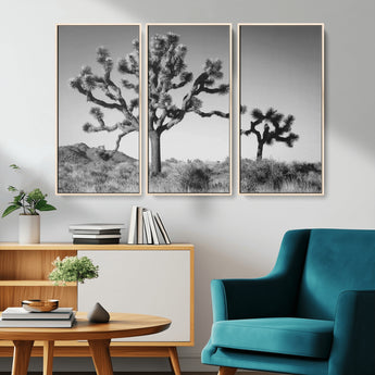 93692513-MGV-CV-36X24-Joshua Tree Wall Art Canvas Print, Framed Monochrome Desert Art Picture Print, Minimalist Nature Scene Perfect Southwestern