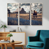 51092814-MGV-CV-36X24-Texas Longhorn Wall Art Wall Art Canvas Print, Framed Rustic Barn Canvas Art Picture Print, Farmhouse Cow Decor Perfect Rustic