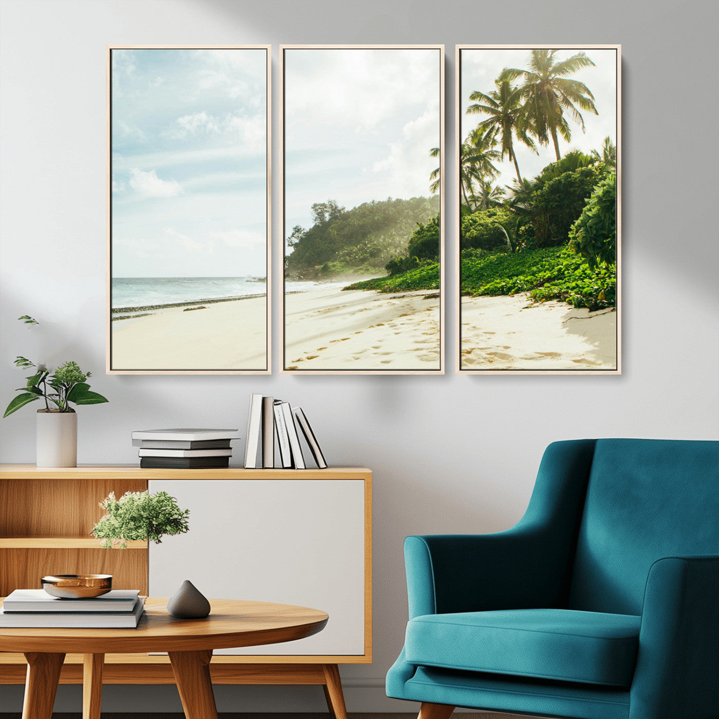 42984524-MGV-CV-36X24-Relaxing Beach Wall Art Canvas Print, Framed Ocean View Art Picture Print, Coastal Serenity Perfect Tropical Coastal Decor Artwork