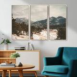 77311749-MGV-FC-48X32-3P_Natural-Mountain Landscape Wall Art Canvas Print, Framed Snowy Peaks Art Picture Print, Alpine Aesthetic Perfect Rustic Winter Decor