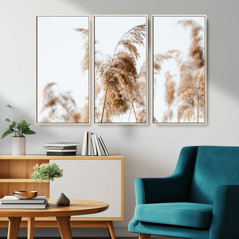 17019393-MGV-CV-36X24-Pampas Grass Wall Art Canvas Print, Framed Neutral Tones Art Picture Print, Minimalist Nature Perfect Boho Minimalist Decor