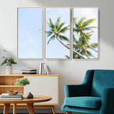 54719115-MGV-CV-36X24-Palm Trees Wall Art Canvas Print, Framed Tropical Aesthetic Art Picture Print, Coastal Serenity Perfect Tropical Minimalist Decor
