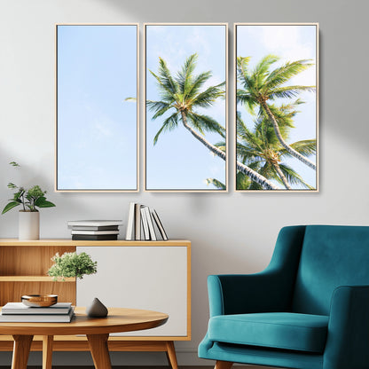 54719115-MGV-CV-36X24-Palm Trees Wall Art Canvas Print, Framed Tropical Aesthetic Art Picture Print, Coastal Serenity Perfect Tropical Minimalist Decor