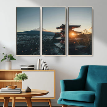 87729656-MGV-CV-36X24-Mount Fuji Wall Art Canvas Print, Framed Japan Travel Art Picture Print, Chureito Pagoda Perfect Zen Minimalism Decor Artwork