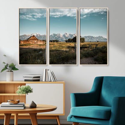 92497443-MGV-CV-36X24-Rustic Farmhouse Wall Art Canvas Print, Framed Mountain Cabin Art Picture Print, Western Landscape Perfect Rustic Farmhouse Decor