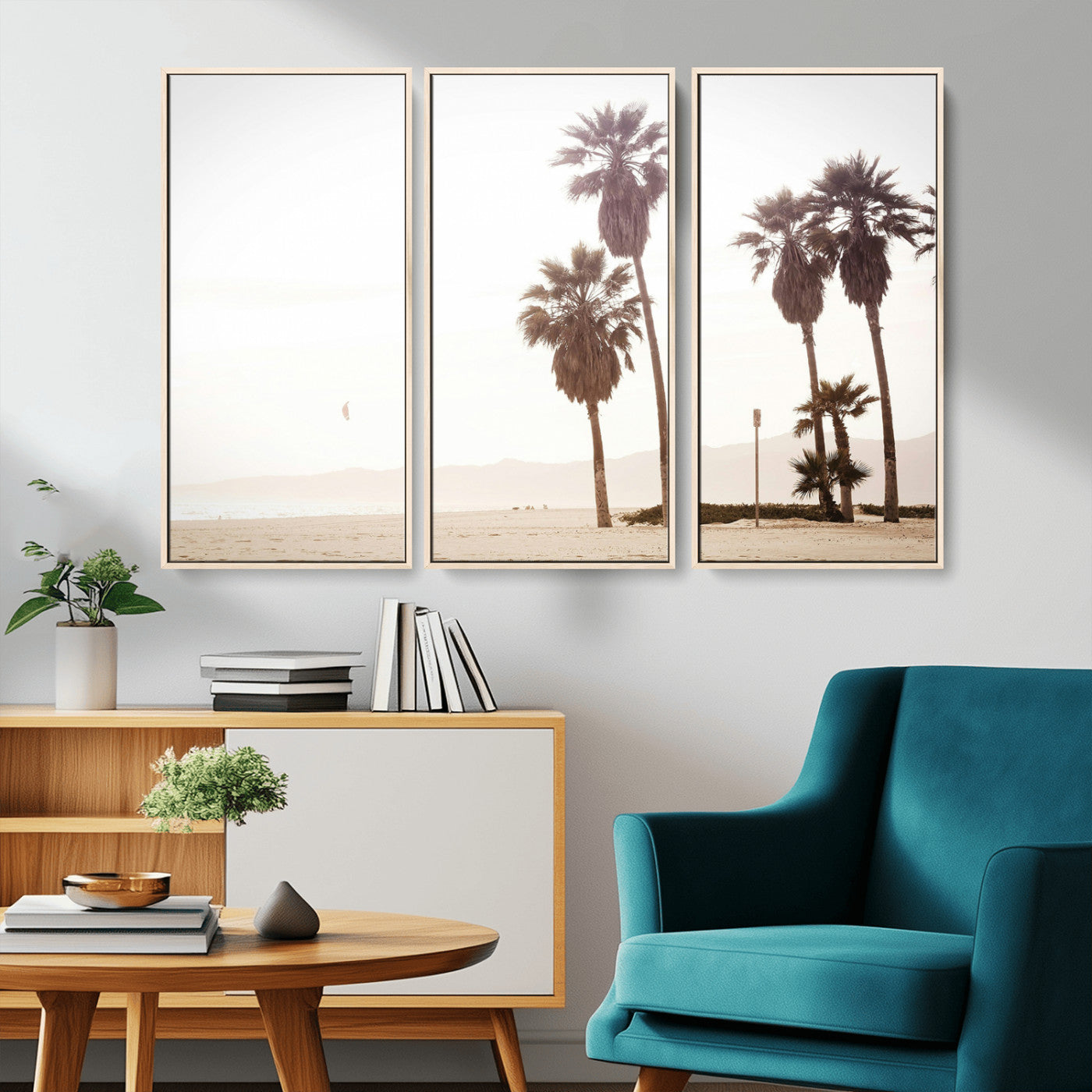 48255923-MGV-CV-36X24-Coastal Light Wall Art Canvas Print, Framed Relaxing Shoreline Art Picture Print, Minimalist Ocean Perfect Tropical Serenity Decor