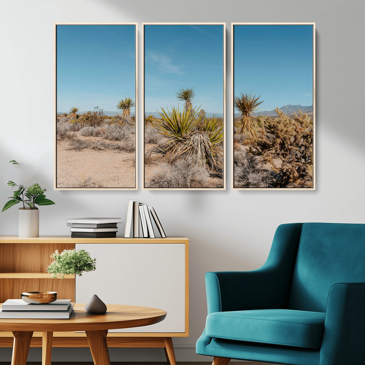 35156165-MGV-CV-36X24-Joshua Tree Wall Art Canvas Print, Framed Desert Landscape Art Picture Print, Warm Earth Tones Perfect Southwestern Minimalist