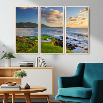50107048-MGV-CV-36X24-Golf Course Wall Art – Coastal Ocean View Canvas Print, Scenic Fairway Landscape Decor for Office, Man Cave, Bedroom, or Living