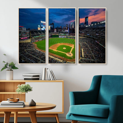 68222753-MGV-CV-36X24-Baseball Stadium Wall Art – Panoramic Night Game Canvas Print, Sports Decor for Man Cave, Office, Bar, or Living Room