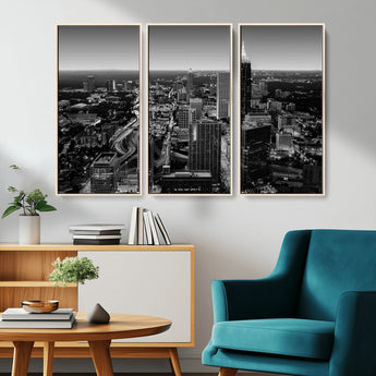 46578567-MGV-CV-36X24-Atlanta Skyline Wall Art – Black and White Cityscape Canvas Print, Modern Urban Night Decor for Office, Living Room, or Apartment