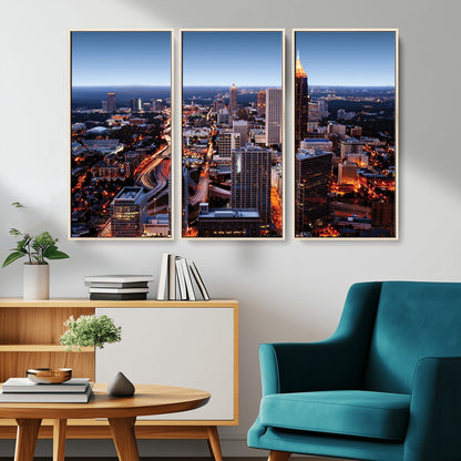 81886632-MGV-CV-36X24-Atlanta Skyline Wall Art – Vibrant City Lights Canvas Print, Modern Urban Cityscape Decor for Living Room, Office, or Apartment