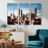 23859158-MGV-CV-36X24-Atlanta Skyline Wall Art – Modern Cityscape Canvas Print with Night Lights and Traffic Trails, Urban Decor for Office, Apartment,