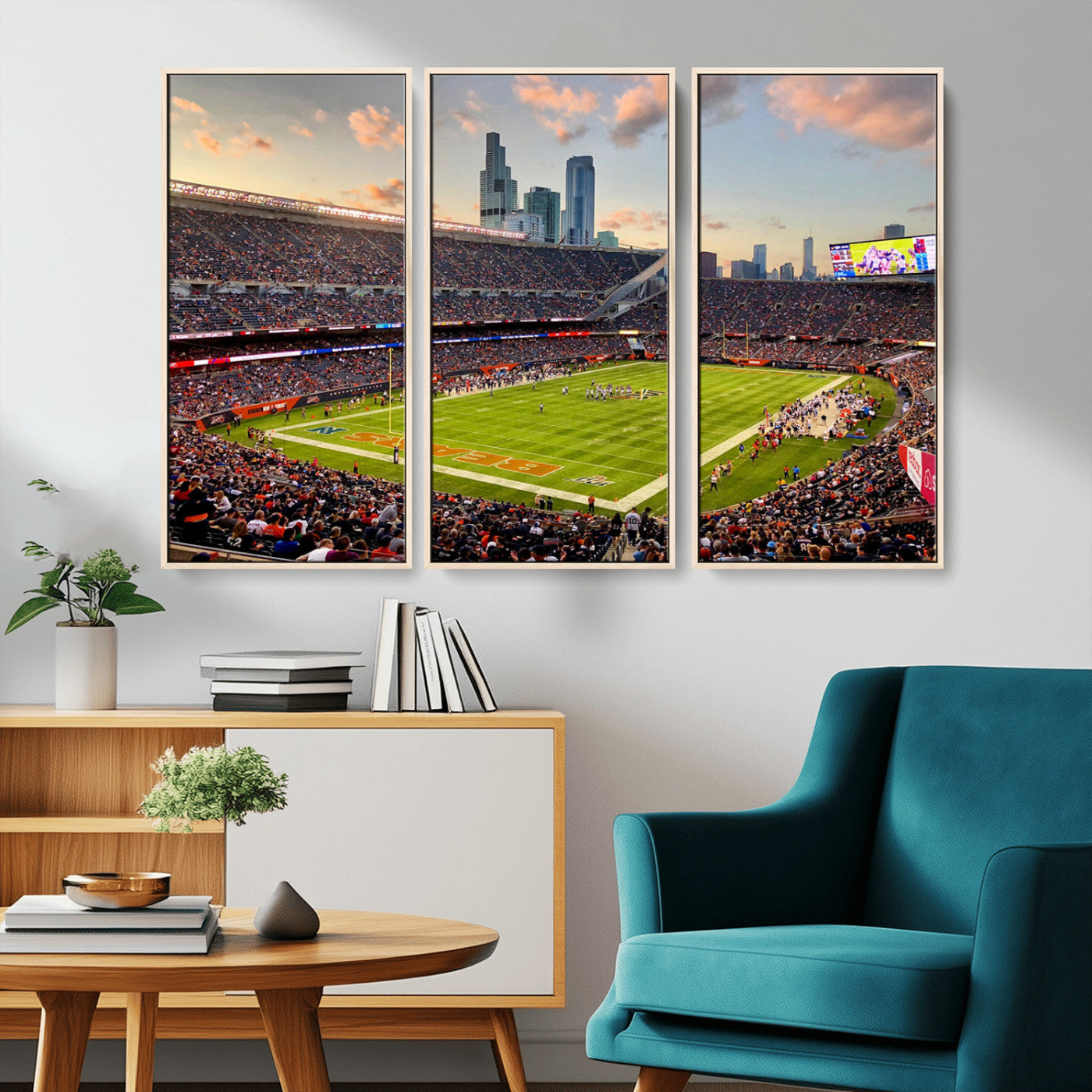 55377093-MGV-CV-36X24-Soldier Field Wall Art – Panoramic Chicago Bears Football Stadium Canvas Print, Game Day Sports Decor for Man Cave, Bar, Office,