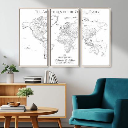 21029247-MGV-CV-36X24-Minimalist World Map Wall Art – Black and White Travel Adventure Print, Modern Family Travel Map Decor for Living Room, Bedroom,